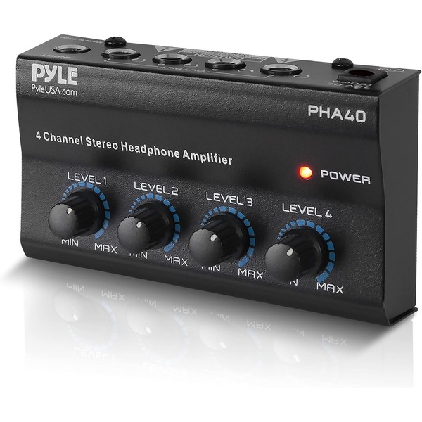Pyle 4-Channel Portable Stereo Headphone Amplifier - Professional Multi Channel