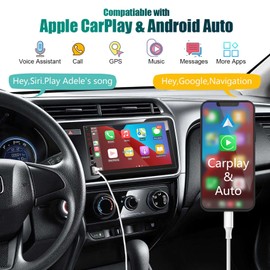 (Upgrade) Double Din Car Stereo Compatible with Apple Carplay & Android Auto, 7 Inch Touch Screen Car MP5 with Bluetooth, DSP, Mirror Link, USB/TF Port AM/FM Car Radio Receiver, HD Backup Camera