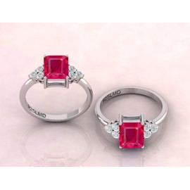 LMDPRAJAPATIS Created Ruby CZ zircon Square Cut Engagement Ring For Women Ring Size 8
