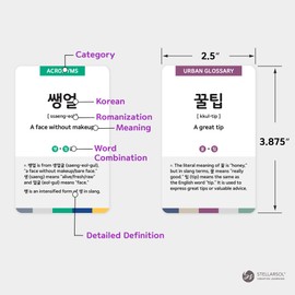 Stellarsol 55 Korean Slang Flashcards - 110 Popular Slang for Beginners