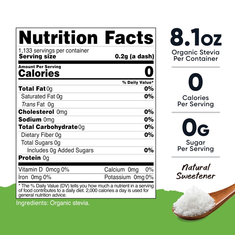 Nutricost Pantry Organic Stevia, Natural Sweetener 8 oz - GMO-Free,