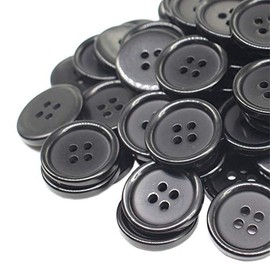 YaHoGa 40 botones de resina negra de 30 mm para costura, artesanía, abrigos, ropa, color negro (30 mm)
