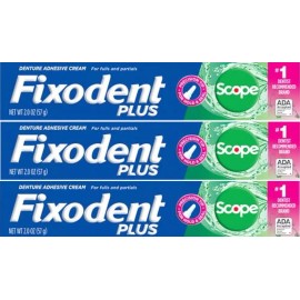Fixodent Plus Denture Adhesive Cream Scope 2oz each *Three Pack*