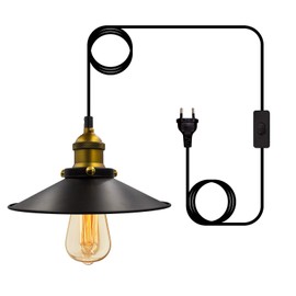 Industrial Chandelier Vintage Retro Ceiling Light with Socket Pendant Light Industrial Light with Switch 4.5m Cable Adjustable Plug in Suspension Socket E27 for Bar Cafe (4.5m)