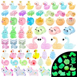 SHIFANQI Luminous Mini Resin Animals, 100Pcs Tiny Resin Animals Glow in The Dark Garden Miniatures Fairy Garden Accessories, Mini Ducks to Hide, Micro Landscape Aquarium Dollhouse Decor Crafts