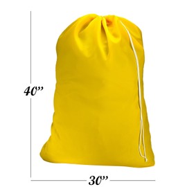 Nylon Laundry Bag - Locking Drawstring Closure and Machine Washable. These Large Bags Will Fit a Laundry Basket or Hamper and Strong Enough to Carry up to Three Loads of Clothes. (Yellow)