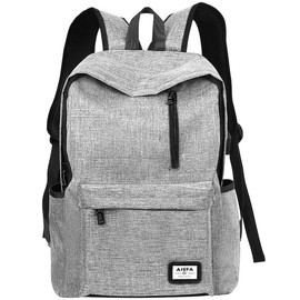 AISFA Backpack, PC Bag, For Business, Laptops, Large Capacity, USB Charging, Earphone Hole, For Men & Women, Outdoors, Travel, Waterproof, gray