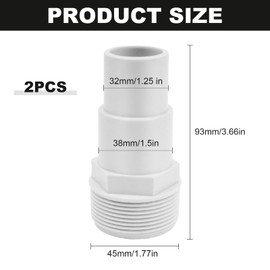 Pack of 2 pool hose adapter, pool hose connector, hose nozzle, hose connector 38 mm, 1/2 inch hose connection, pump connection, pool hose connector, versatile, hose connection