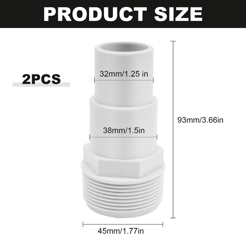 Pack of 2 pool hose adapter, pool hose connector, hose