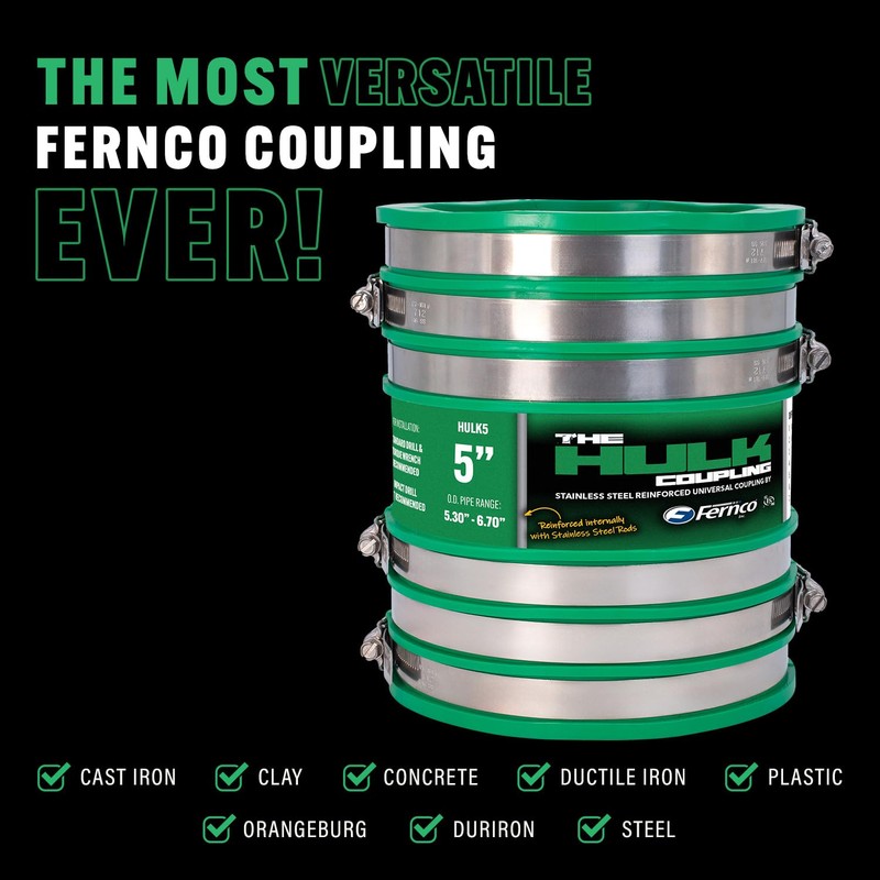 Fernco 5" Hulk Pipe Coupling Non Shear Below Ground Rated