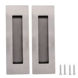 Tidorlou 2 Pack Recessed Door Pull Handles with 4 Screws, 6 Inch Rectangular Flat Sliding Door Pulls, Closet Door Finger Pull Handles,Satin Brushed Stainless Steel Pocket Door Handles(6 inch, Silver)