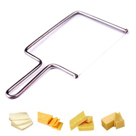 Cortador de queso, cortador de alambre de acero inoxidable de lira de queso, cuchillos de queso, huevo, fruta, postre con alambre, herramientas de corte de mantequilla de mano para bloque duro suave, con 2 cables adicionales