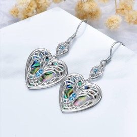 AOBOCO Celtic Heart Tree of Life Earrings 925 Sterling Silver Family Tree Dangle Drop Earrings for Women