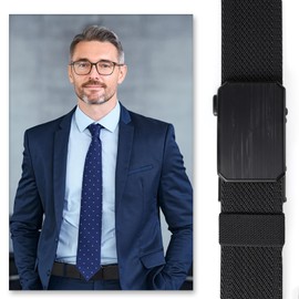 HASHIJI Ratchet Belt for Men - Elastic Nylon Tactical Belts Thicker No Holes Adjustable, W:3.8cm L:120cm