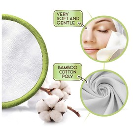 Mamaliu Reusable Bamboo Cotton Makeup Remover Pads (20 Pieces) - Sustainable, Small, Round Cotton Pads for All Skin Types