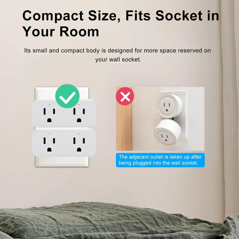 QIACHIP 16A WiFi Dual Smart Socket Outlet Plug 2 pack,Ewelink
