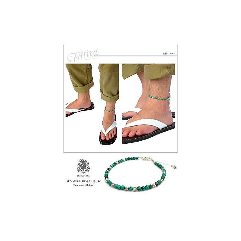 2PIECES so0479 Men's Turquoise Anklet