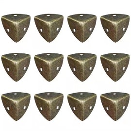 12 Pcs Box Edge Guard, Antique Corner Guards Box Edge Protector with Screws Metal Cabinet Corner Protectors, Bronze.