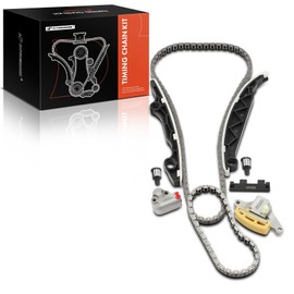 A-Premium 7PCS Engine Timing Chain Kit W/Tensioner & Guide Compatible with Nissan - Altima 2010-2013, Rogue 2010-2013, Rogue Select 2014-2015 - L4 2.5L - Replace# 150411JB0A, 13085JA00A