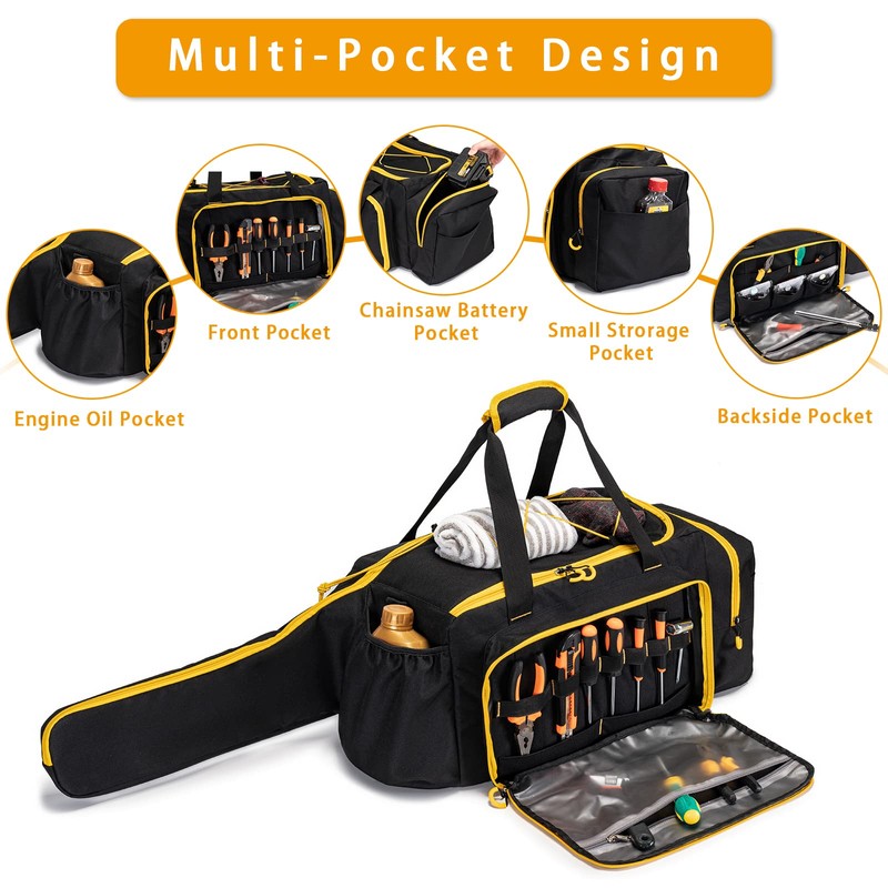Chainsaw Case, Durable Chainsaw Bag with Removable Spill-proof & Wipe-clean