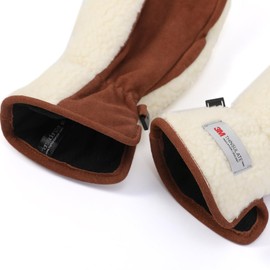 Harssidanzar Womens Winter Sherpa Mitten Warmth Thinsulate Lined with Finger Liners Suede Mitt SL020UK,beige/light brown,size XL