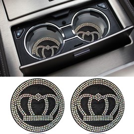 2PCS 2.73'' Bling Car Cup Holder Coasters, Silicone Anti-Slip Car Cup Holder Mat, Car Beverage Coaster, Rhinestone Cup Holder Insert Coaster, Universal Car Interior Accessories for Women Girls (AB)