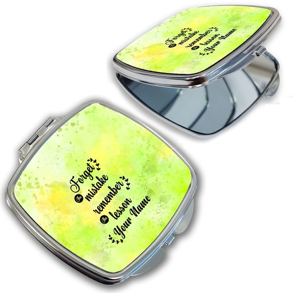 Bleu Reign Compact Personalized Pocket Mirror Custom Name Green and