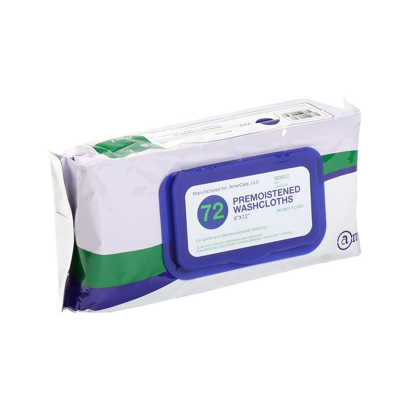 AmerCare 8 Inch x 12 Inch Premoistened Washcloths, Case of