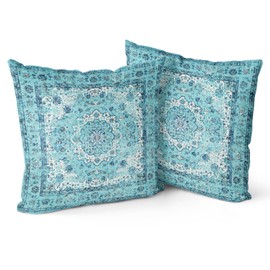 Snylcce Boho Throw Pillow Covers Set of 2 Deep Sky Blue Antique & Vintage Design, Double-Sided Pattern - 45 x 45 cm Soft Cushion Covers for Garden Couch, Sofa, Bed - Decorative 18 x 18 Inch