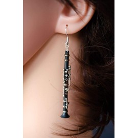 Miniblings Clarinet Instrument with Box Earrings – Handmade Fashion Jewellery I Orchestra Clarinetist Band Jazz – Earrings Silver-Plated, Metal