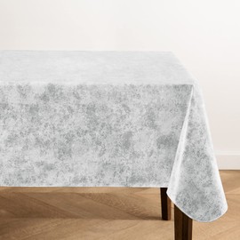 Elrene Home Fashions Mesa Marble Water- and Stain-Resistant Vinyl Tablecloth with Flannel Backing, 60 Inches X 120 Inches, Rectangle, Gray/White
