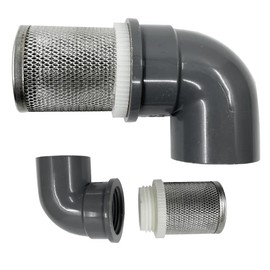 COTONLAKE DN15 inch stainless steel filter cover connected to 90 degree elbow 1/2" PVC DN15 water pipe, pvc pipe screens suction strainer used to remove debris and reduce solid entry（1pcs）