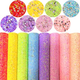 Greatdiy - Hojas de tela con purpurina gruesa de color caramelo de diamantes brillantes, 8 x 12 pulgadas, piel sintética de color pastel brillante para hacer manualidades (caramelo de diamante)