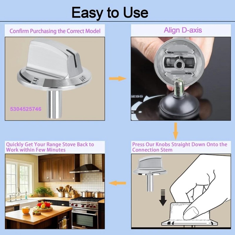 For Frigidaire 5-Pack 5304525746 Replacement Cooktop Burner Control Stove Knobs