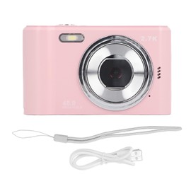 HD 1080P Digital Video Camera for Kids 2.4inch IPS Screen 44MP Auto Focus Rechargeable Vlogging Camera with Flash Pink