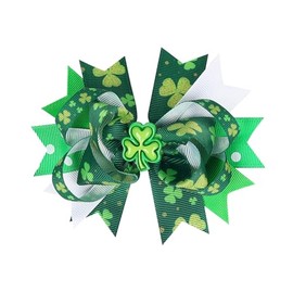 4.7"St. Patrick's Day Shamrock Green Hair Bows Alligator Clips hairpin hair accessory (F75-Green 5)