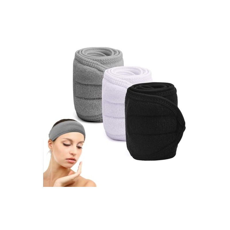 6 diademas Dokpav en negro, blanco y gris con velcro,