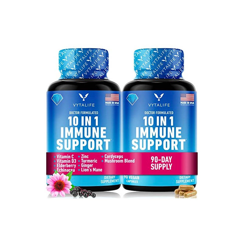 Immune Support Supplement with Echinacea Capsules & Elderberry with Zinc