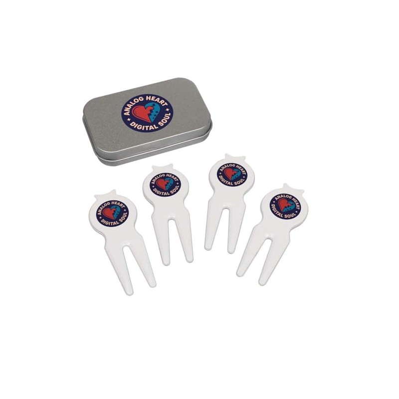 Azeeda 'Analogue Heart, Digital Soul' Golf Divot Tool/Repair Fork Gift