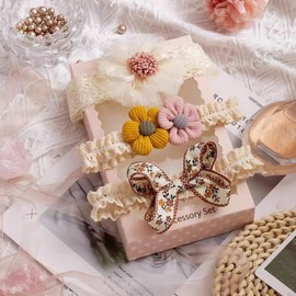 3Piezas Diadema para Bebe Niña,Cintas para Niñas para Recién Nacidos,Diadema bebe Niña con Flor,Pequeño ángel Diademas y Lazos, Princesa Accesorios