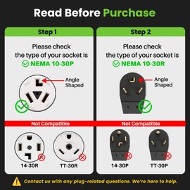 GEARit 3 Prong Dryer Y- Splitter 30 Amp NEMA 10-30P to (2) NEMA 10-30R Receptacle - STW 10AWG 3C Power Cord Adapter for Multiple Outlet Dryer Outlet and EV Charger - 2.2 Feet