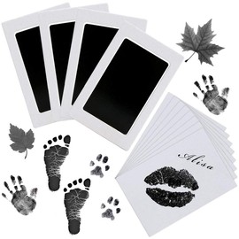 Baby Handprint and Footprint Set, 4 Pieces Baby Footprint Set, Baby Imprint Set for Newborns, Paw Print Set Dog, Paw Print Set Cat, Clean Touch Ink Pad for Baby Shower
