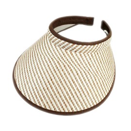 Wide Weave Design Paper Straw Push On Clip On Sun Visor Hat Sun Protection (Brown)