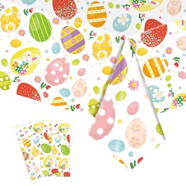 COSORO 2pcs 137 * 274cm Plastic Easter Tablecloth Waterproof,Easter Decorations Table Cloth Colorful Eggs Easter Tablecloths Party Table Cover for Easter Party Supplies Table Decorations