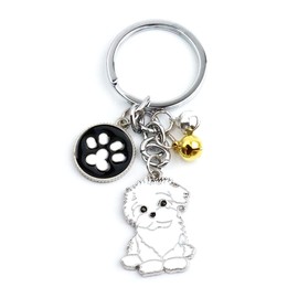 KOYOKOMA Dog Keychain Paw Ring Dog Key Ring Charm Maltese Bichon Husky Toy Poodle Love Golden Corgi, a