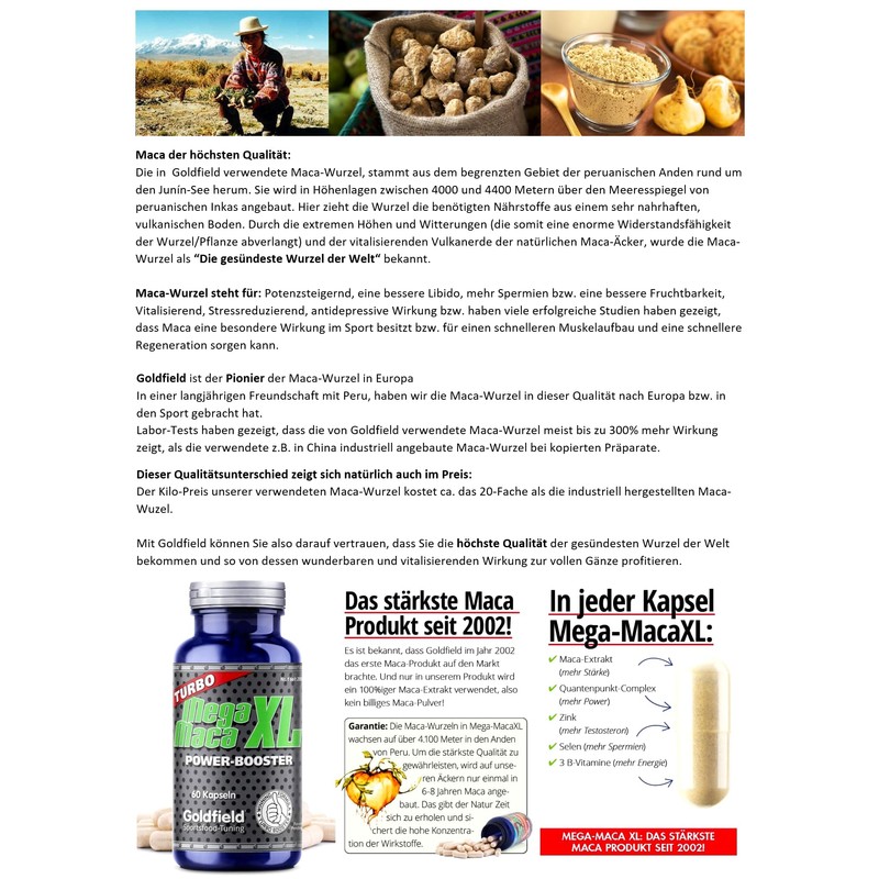 Goldfield Mega Maca XL - Natural Support for Your Fitness