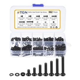 DTGN 562Pcs M2.5-0.45x4/6/8/10/12/16/20mm Button Head Socket Cap Screws - Carbon Steel Bolt Nut Set Washer Assortment Kit - Good for Road Bicycle, Mountain Bike, Auto