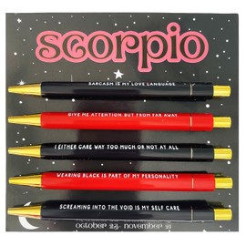 sesameless Star Sign Pen Set 5 PCS Zodiac Horoscope Astrology Ballpoint Pens Birthday Gifts for Friends Teacher School Office Supplies (Scorpio)