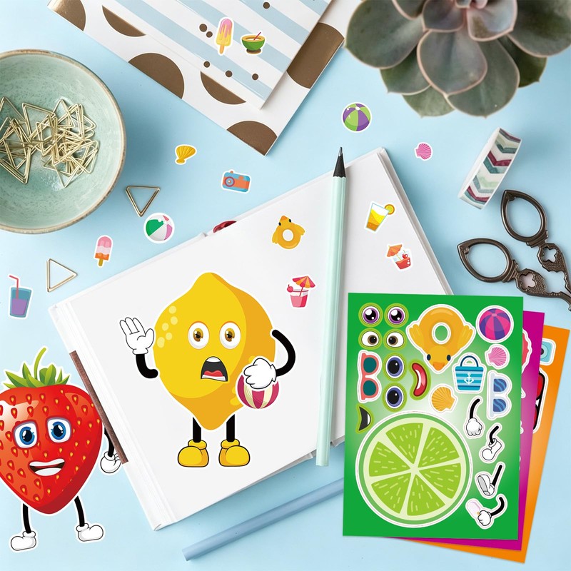 24 Sheets Fruit Make a Face Sticker, Make Your Own