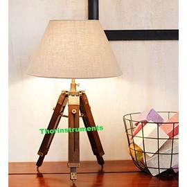 THOR INSTRUMENTS Vintage Tripod Table Adjustable Lamp Stand Tripod- Home Decor - Lamp Shade Not Included Rustic Vintage
